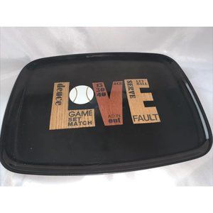 Vintage COUROC Monterey Large Rectangular LOVE TENNIS TERMS Pattern MCM 12 1/2"